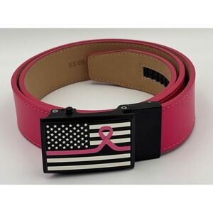 Nexbelt Womens One Size Leather Ratchet Belt Pink American Flag Awareness